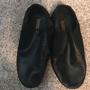 Black leather jazz dance shoes